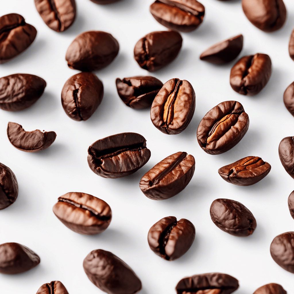 Premium Arabica coffee beans with white background