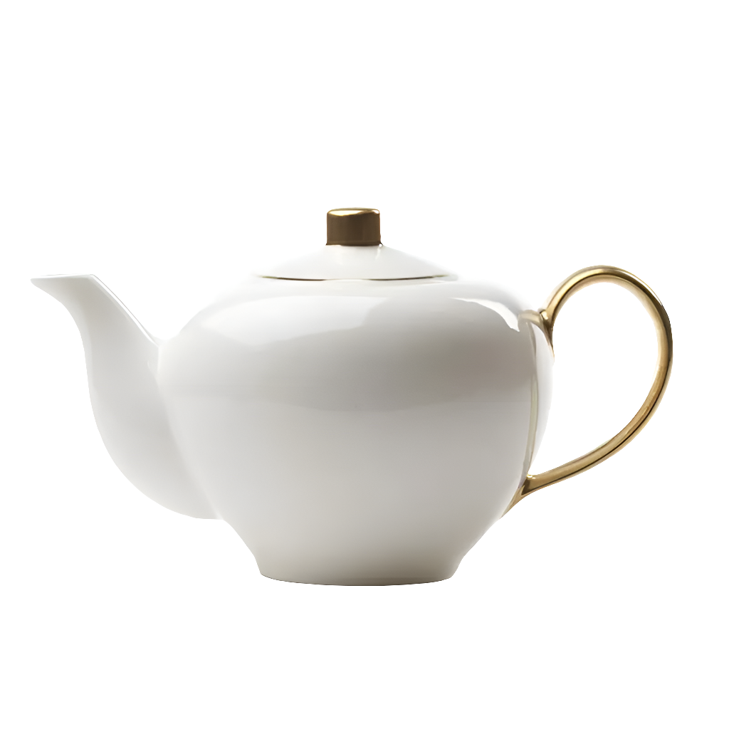 FIVE O'CLOCK BONE CHINA PORCELAIN TEAPOT GOLD PATTERN