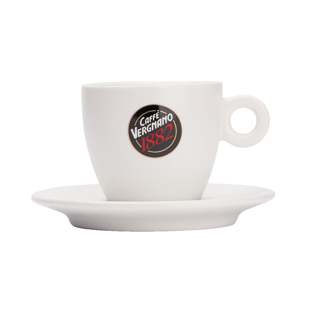 Caffè Vergnano White Cappuccino Cup w. Saucer