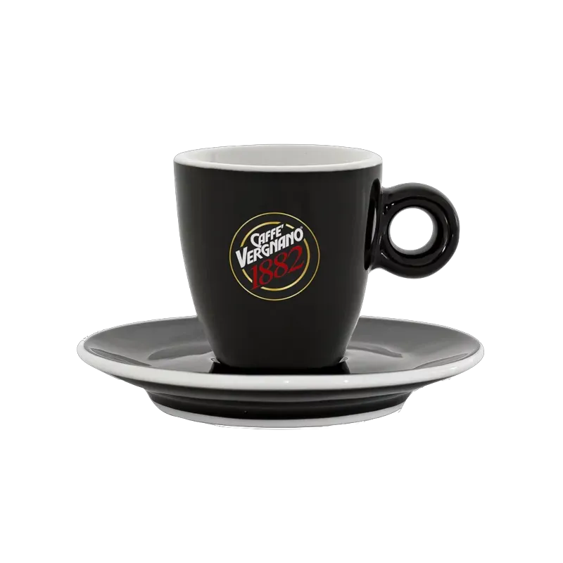 Caffè Vergnano Matt Black Espresso Cup w. Saucer