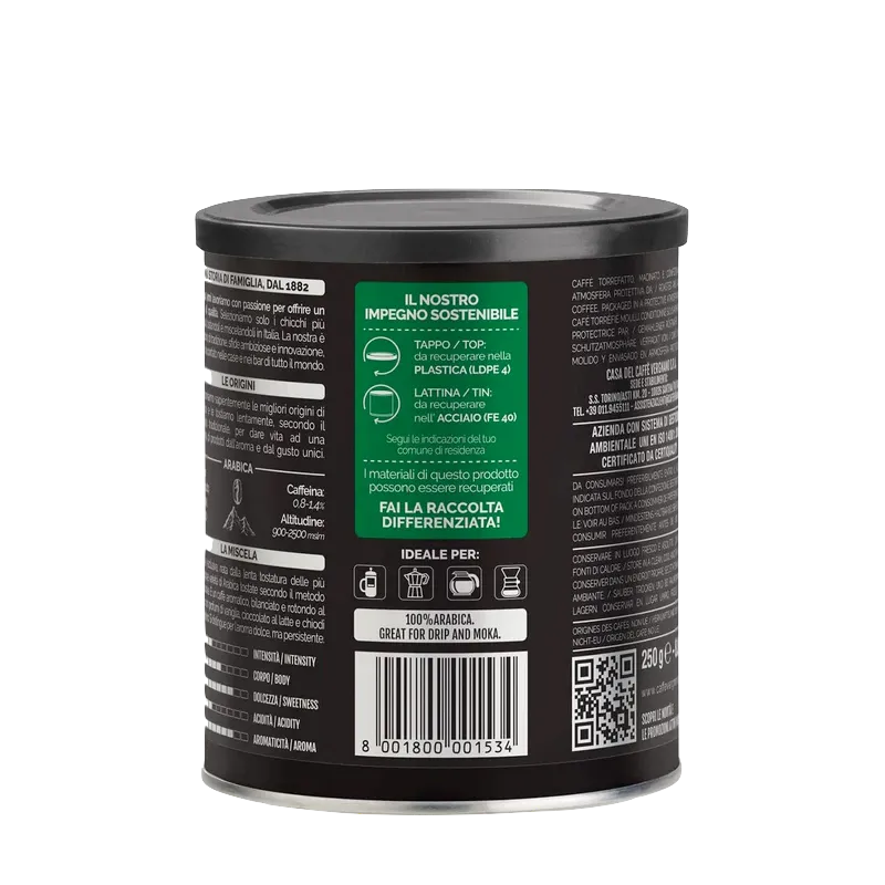 Caffe Vergnano Moka 100% Arabica Ground Coffee