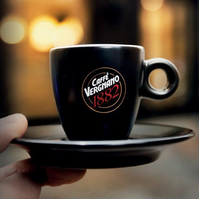 Caffè Vergnano Matt Black Espresso Cup w. Saucer