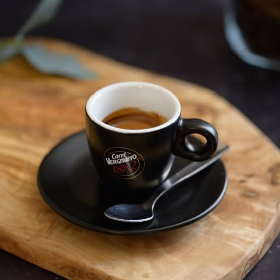 Caffè Vergnano Matt Black Espresso Cup w. Saucer