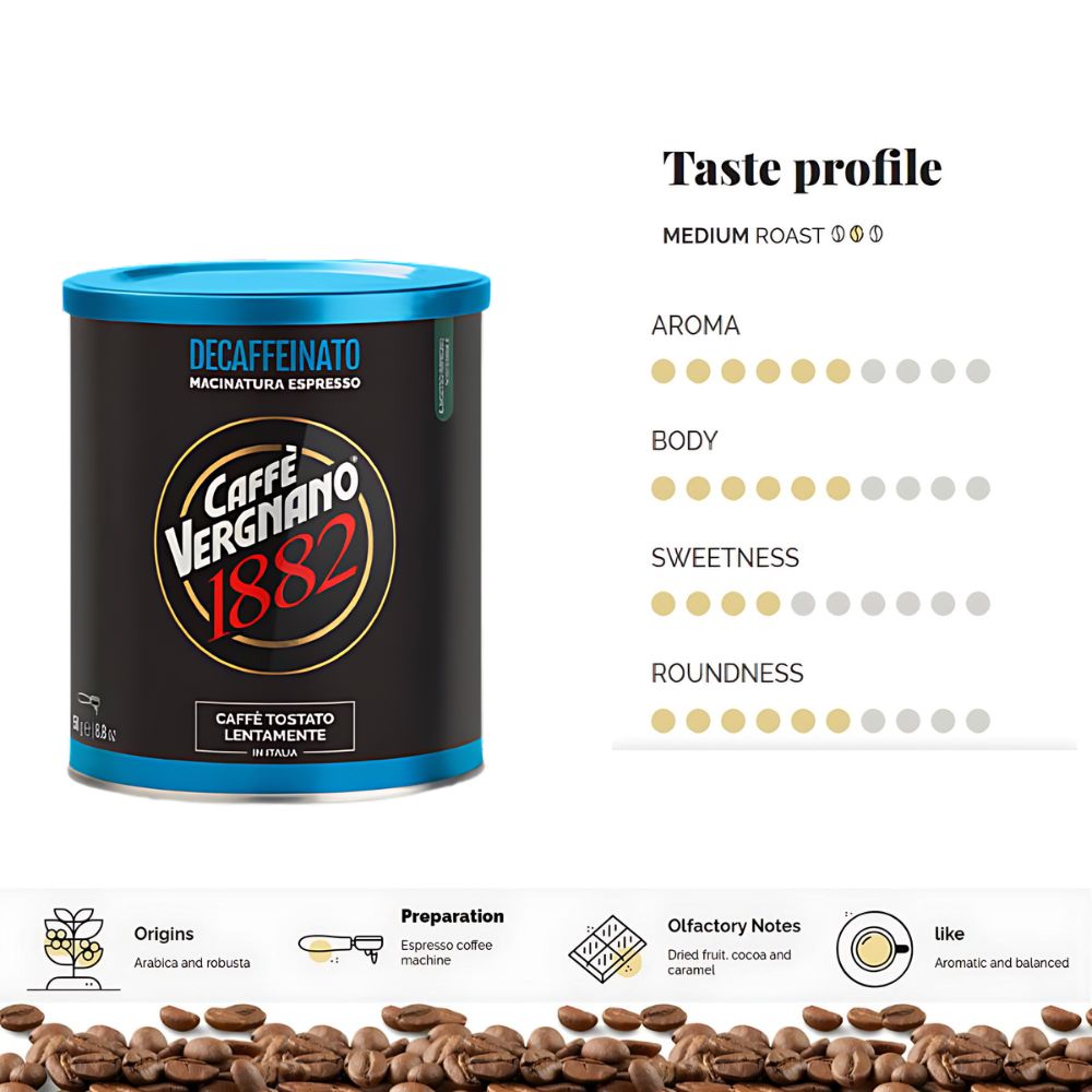 Caffè Vergnano Decaffinated Ground Coffee